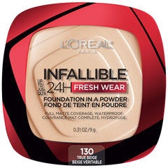 L’Oréal Paris Makeup Infallible Fresh Wear Foundation in a Powder, Up to 24H Wear, True Beige, 0.31 oz.