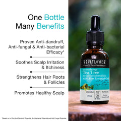 Soulflower Organic Tea Tree Essential Oil, Anti Dandruff, Anti Acne, 100% Pure, Natural, Vegan, Clinically Tested, Ecocert Cosmos Certified, 30 ml