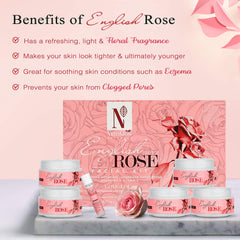 NUTRIGLOW Natural's English Rose Facial Kit for Women with Rose Extracts, Best for Reverse Aging, Hyper pigmentation Treatment & Dark Spots Removal, All Skin Types (8.8 Oz + 0.3 Fl Oz)