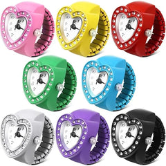 KASTWAVE 8 Pcs Watches Ring Set, Women Men Finger Watch Rings, Creative Elastic Quartz Finger Ring Watch, Glitter Adjustable Finger Watch, Finger Ring Watch Round Watch Rings