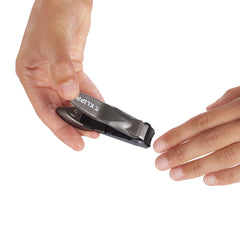 KLIPP Nail Clippers for Men with Catcher - KLIPP Razor-Sharp Heavy Duty Self-Collecting Nail Cutters with Ergonomic Lever Keep Fingernails and Toenails Impeccably Manicured - Includes Ziplock Pouch