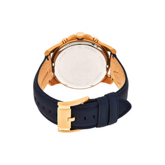 Fossil Leather Mens Quartz Watch Blue