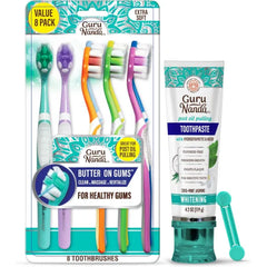 GuruNanda Daily Oral Care Bundle – Hydroxyapatite Toothpaste & Butter on Gums Soft Toothbrush for Gentle Cleaning & a Happier Smile