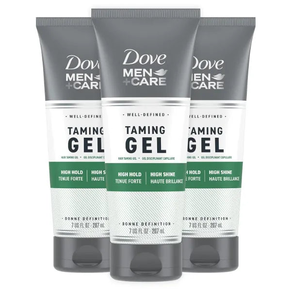 DOVE MEN + CARE Styling Gel, Hair Taming Gel for a Strong Hold, Thicker and Healthier Looking Hair - 7 oz (Pack of 3)