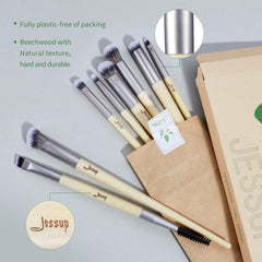Jessup Eye Brushes Set Vegan Makeup Brushes with Eyeshadow Blending Eyeliner Spoolie Brush 8pcs Premium cruelty-free Burlywood Cosmetic Brush T328