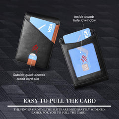 Excefore Slim Wallets for Men RFID Blocking Bifold Front Pocket Credit Card Holder for Men Minimalist Wallet with Gift Box (Black)