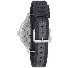 Bulova Men's Archive Series MIL-SHIPS-W-2181 Stainless Steel 3-Hand Hack Automatic Watch, Grey Nylon Strap and Black Matte Dial Style: 98A266, Silver, Automatic Watch