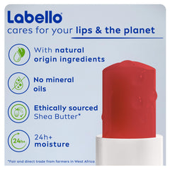 Labello Pomegranate Shine Lip Balm, 24H Melt-In Moisture, with Shea Butter and Natural Oils Enriched with Vitamins, with Natural Ingredients, Mineral Oil Free, Vegan, 4.8g