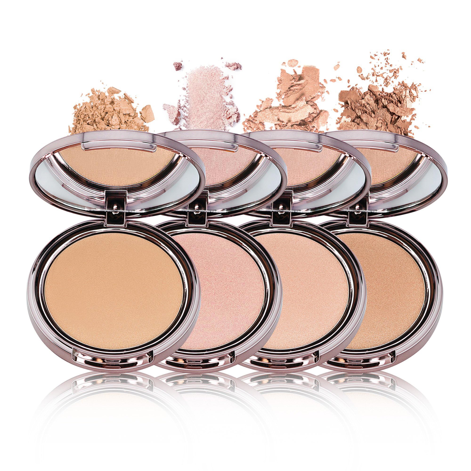 Girlactik Usa.Glow Highlighter Blusher Illuminating Powder. Pearlescent Shimmer, Velvet Finish. Controls Oil, Lightweight, Buidable. -Bronze