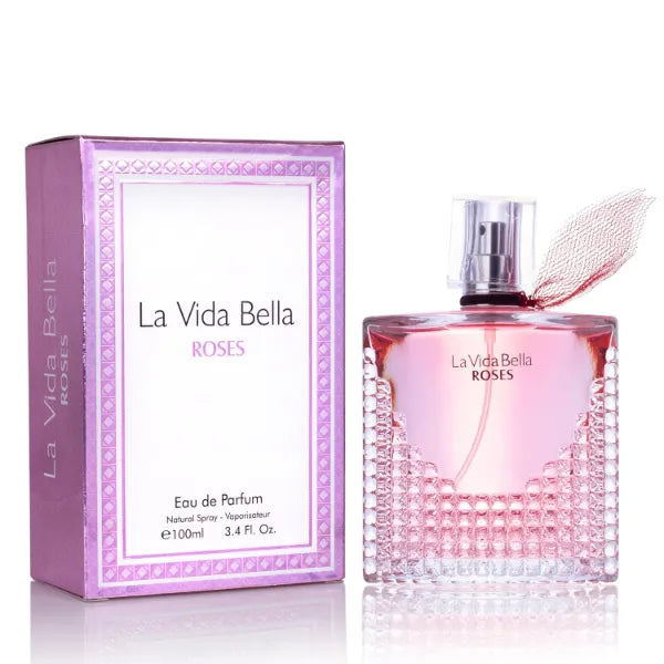 URBAN COLLECTION La Vida Bella Roses for Women Eau De Parfum - Floral Amber Fragrance that Combines Top Notes of Raspberry, Pink Pepper & Bergamot - Sugary Rush & Citrusy - Spicy & Rich Aromatic Scent 100ml Bottle