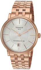 Tissot mens Carson Stainless Steel Dress Watch Rose Gold T1224073303100