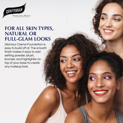 Graftobian HD Glamour Crème Foundation 1/2oz, Weightless Full Coverage Makeup, 65 Inclusive Shades, For All Skin Types, Natural or Full-Glam Looks, For Professionals and Beginners, Auburn