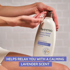Aveeno Daily Stress Relief Body Lotion with Lavender Scent for Moisturizing, Natural Oatmeal to Calm & Relax, Non-Greasy, 12 fl. oz