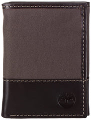 Timberland Men's Canvas & Leather Trifold Wallet - Charcoal
