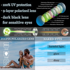 Joopin Polarized Sunglasses for Women, Ladies Big Frame Polarized Eyewear UV400 Protection Driving Fishing - Black Red