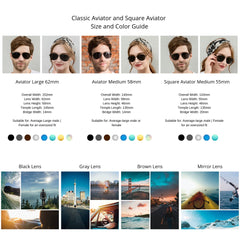 J+S Premium Military Style Classic Aviator Sunglasses, Polarized, 100% UV protection
