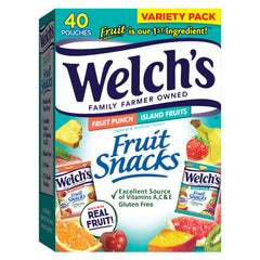 Welch's Fruit Snacks, Fruit Punch & Island Fruits, Bulk Pack, Individual Single Serve Bags, 0.8 oz (Pack of 40)