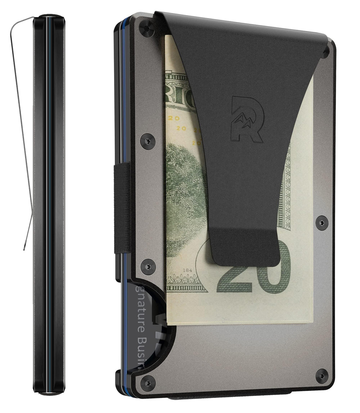 The Ridge Men's Authentic Minimalist Metal RFID Blocking Wallet - Money Clip | RFID Minimalist Wallet, Slim Wallet - Gunmetal