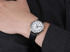 Timex Men's Easy Reader 35mm Watch – Gold-Tone Case White Dial with Gold-Tone Tapered Expansion Band - Black/Silver-Tone/White/A/35mm