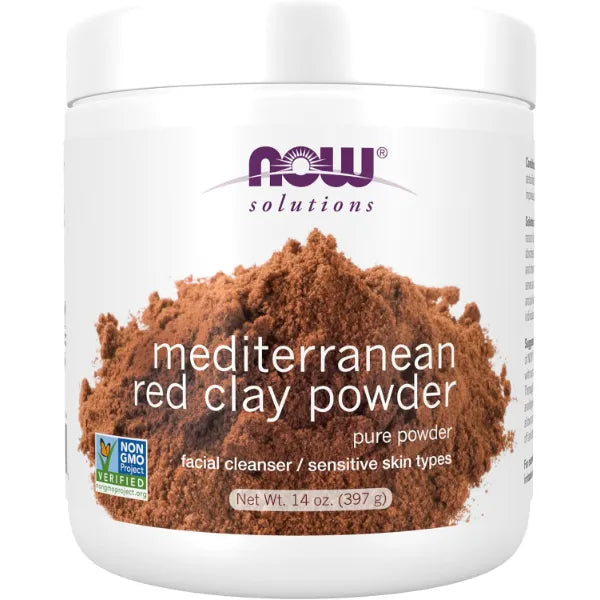 NOW Foods Solutions, Mediterranean Red Clay Powder, Pure Powder for Sensitive Skin Facial Mask, 14-Ounce