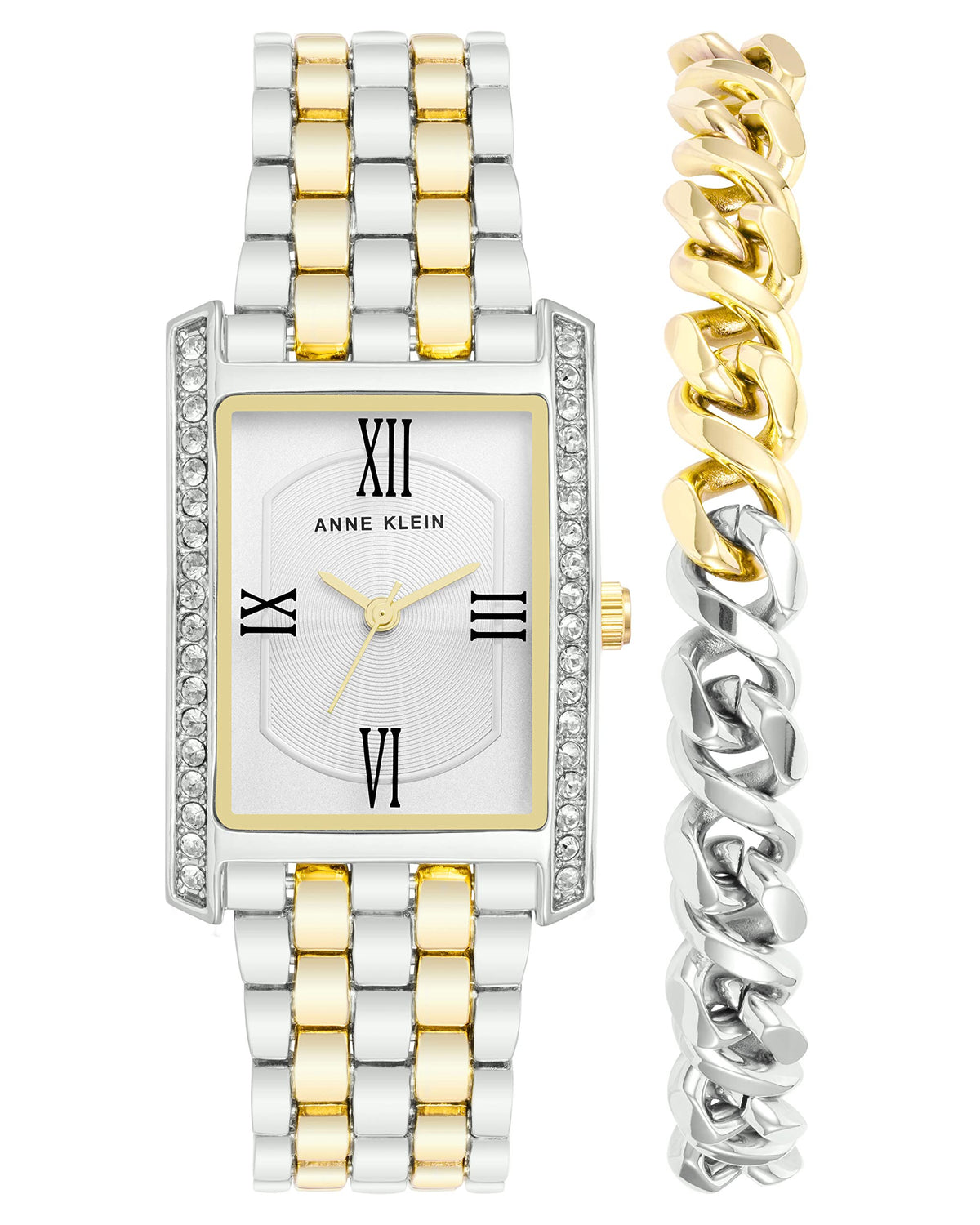 Anne Klein Women Analog Mixed Metal Silvertone Watch, Silvertone