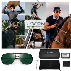 Joopin Polarized Sunglasses for Men, Classic Military Rectangular Sun Glass with Metal Frame UV Protection
