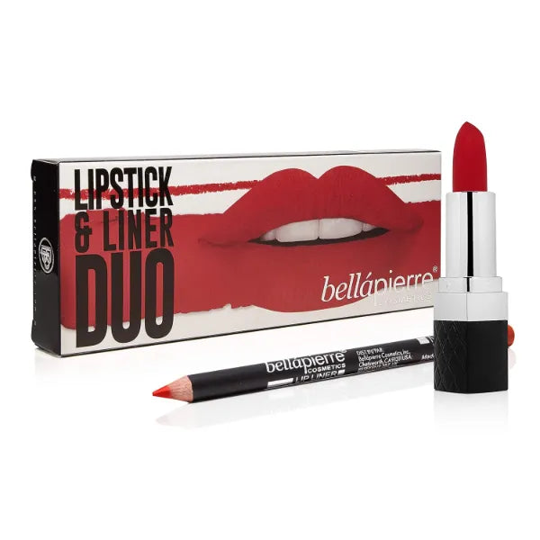 bellapierre Lipstick & Liner Duo | Richly Pigmented Matte Lipstick & Lip Liner, Non-Toxic and Paraben Free, Oil and Cruelty Free | Long Lasting Formula – Fire Red