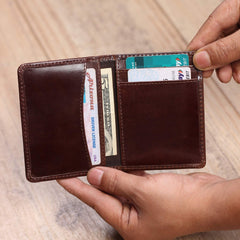 FOXHACKLE RFID Bifold Leather Wallet, Slim Minimalist Card Holder for Men & Women - Brown