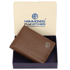 HAMMONDS FLYCATCHER Genuine Leather Wallet for Men, RFID Protected Leather Purse for Men, Money Purse for Men, Tri-Fold Wallet, 5 Card Slots, 2 ID Slots, Hidden Pockets, Metal Snap Button, Brushwood