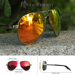 ROCKNIGHT Polarized Aviator Sunglasses for Men Women Metal Flat Top Sunglasses lightweight Driving UV400 Outdoor 58mm