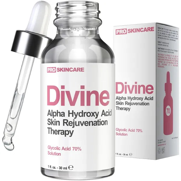 Divine Derriere Glycolic Acid 70% Professional Chemical Peel - Intense At-Home Face Exfoliant for Acne Scars, Collagen Boost, Wrinkles & Fine Lines, 1 fl oz