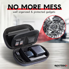 Electronics Bag, Tech Accessories Case, Organizer Case for Travel Electronics, Water-Resistant Shockproof Organizer Pouch Compatible with Charger, Charging Cables, Flash Drive, Headphones (Grey)