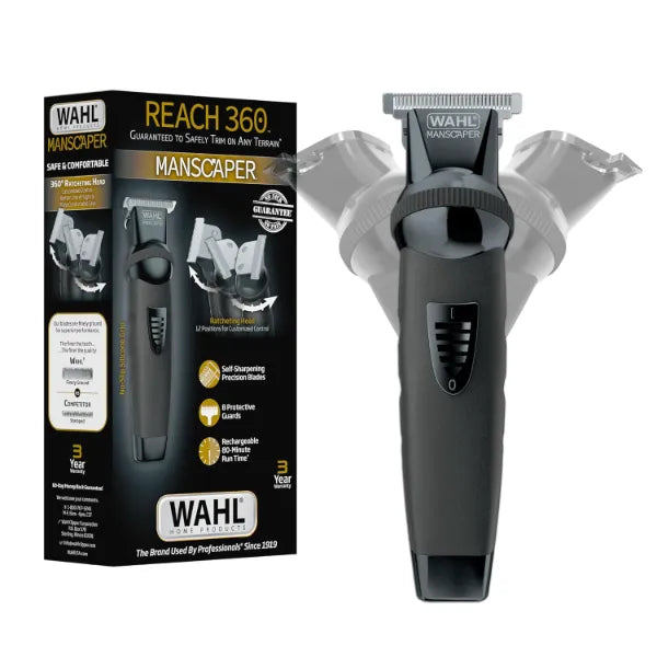 Wahl Manscaper Reach 360 Ratchet Head Cordless Body and Beard Trimmer for Men with No-Slip Grip for Precise Control During Face, Body, and Manscape Grooming – Model 3025951