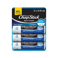 Chapstick Moisturizer Original Lip Balm Tubes, Spf 15 And Skin Protectant 0.15 Oz Pack Of 3, Multi