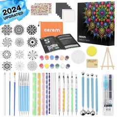 CEREM Mandala Dotting Tools Kit - 51 Pcs Art Craft Supplies Dot Painting Set with Acrylic Paints and Storage Bag for Rock Painting Nail Art Drawing Drafting
