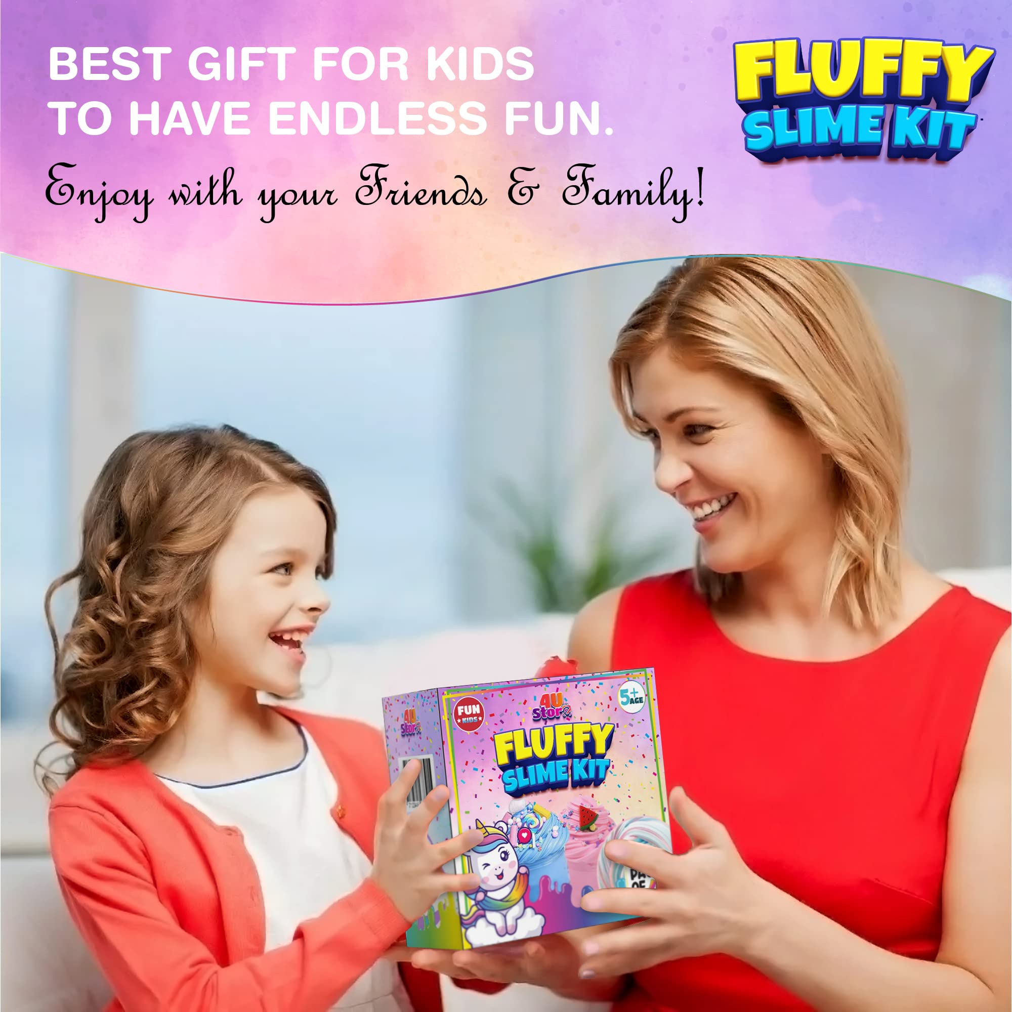 4USTORE (800ML) Butter Slime Kit for Kids, Girls & Boys - Non-Sticky, Scented, Soft & Glossy to Make Your Own Cloud Slime – Stress Relief Party Favors & Great Gift Idea 8 Bottles (100ml Per Bottle)