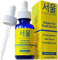 Ceuticals Korean Serum 5% Niacinamide + Snail Mucin 97.5% + Hyaluronic Acid, Cruelty-Free Korean Skincare, Natural & Organic Anti-Aging Face Serum for Dull Skin, K-Beauty 1 oz