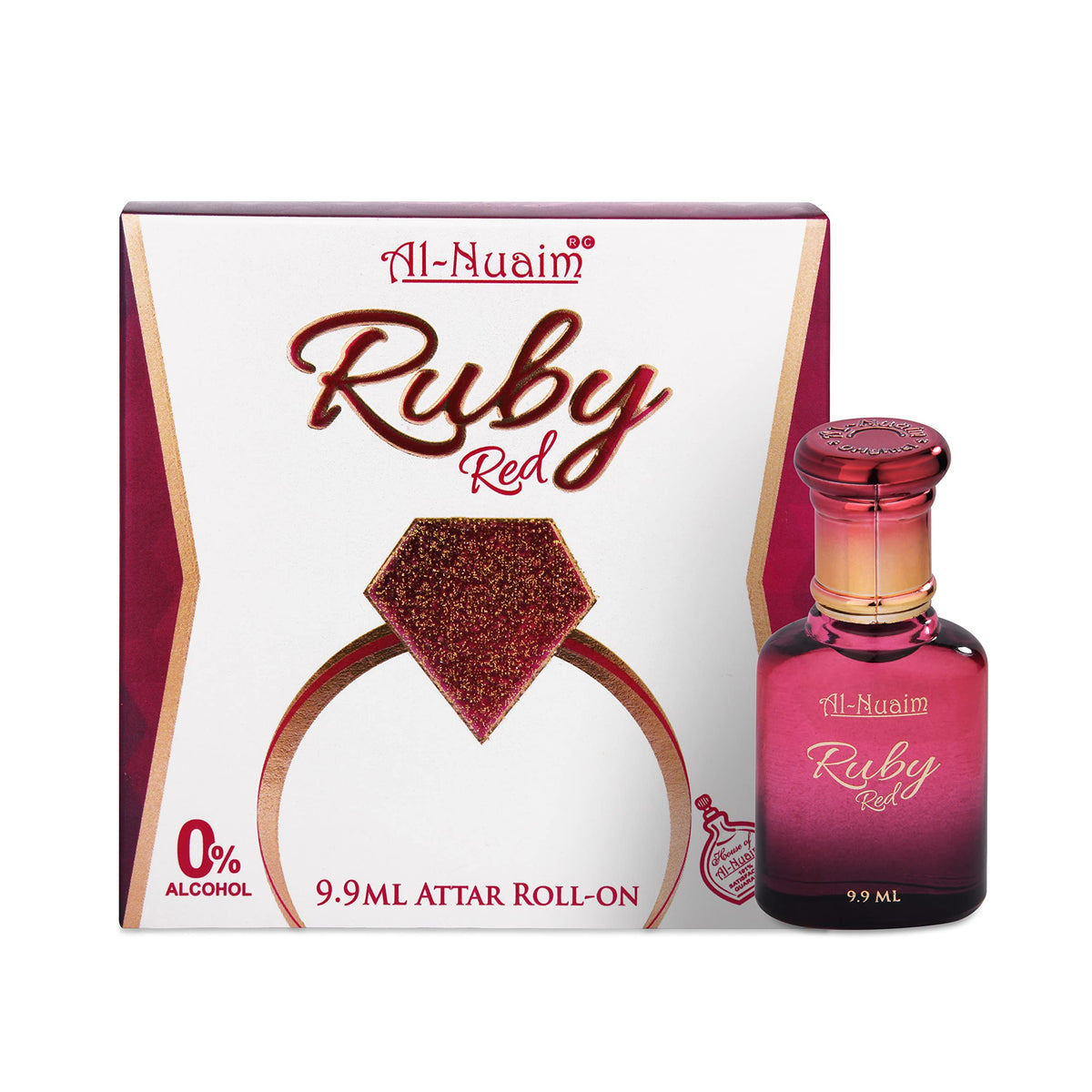 Al Nuaim Amer Series | Ruby Red Alcohol Free Unisex Attar - 9.9ml | Concentrated Perfume Oil | Premium-Grade Oriental Attar | Long Lasting Fragrance