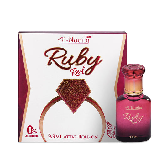 Al Nuaim Amer Series | Ruby Red Alcohol Free Unisex Attar - 9.9ml | Concentrated Perfume Oil | Premium-Grade Oriental Attar | Long Lasting Fragrance