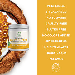 Petal Fresh Restoring Honey & Coconut Oil Body Butter | With Coconut, Shea & Honey | For Silky smooth Skin Touch - Intense Hydration | Vegan & Cruelty Free | 8 oz, 237 Ml