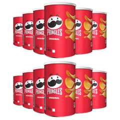 Pringles Original Flavour Classic Salted Potato Chips - Crispy Snack - Crunchy Snack Food for Movies, Games & More - On-the-Go Can - 70g Pack Of 12 Cans