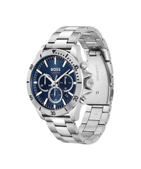BOSS Chronograph Quartz Watch for men Collection Troper with Leather or Stainless Steel strap - Blue
