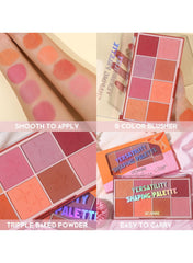 UCANBE 8-Color Blush & Contour Palette - Versatile Face Sculpting, Highly Pigmented Matte, Smooth Natural Finish, Long-Lasting Bronzer & Blush Powder. (Blush Palette, STUB083-02)