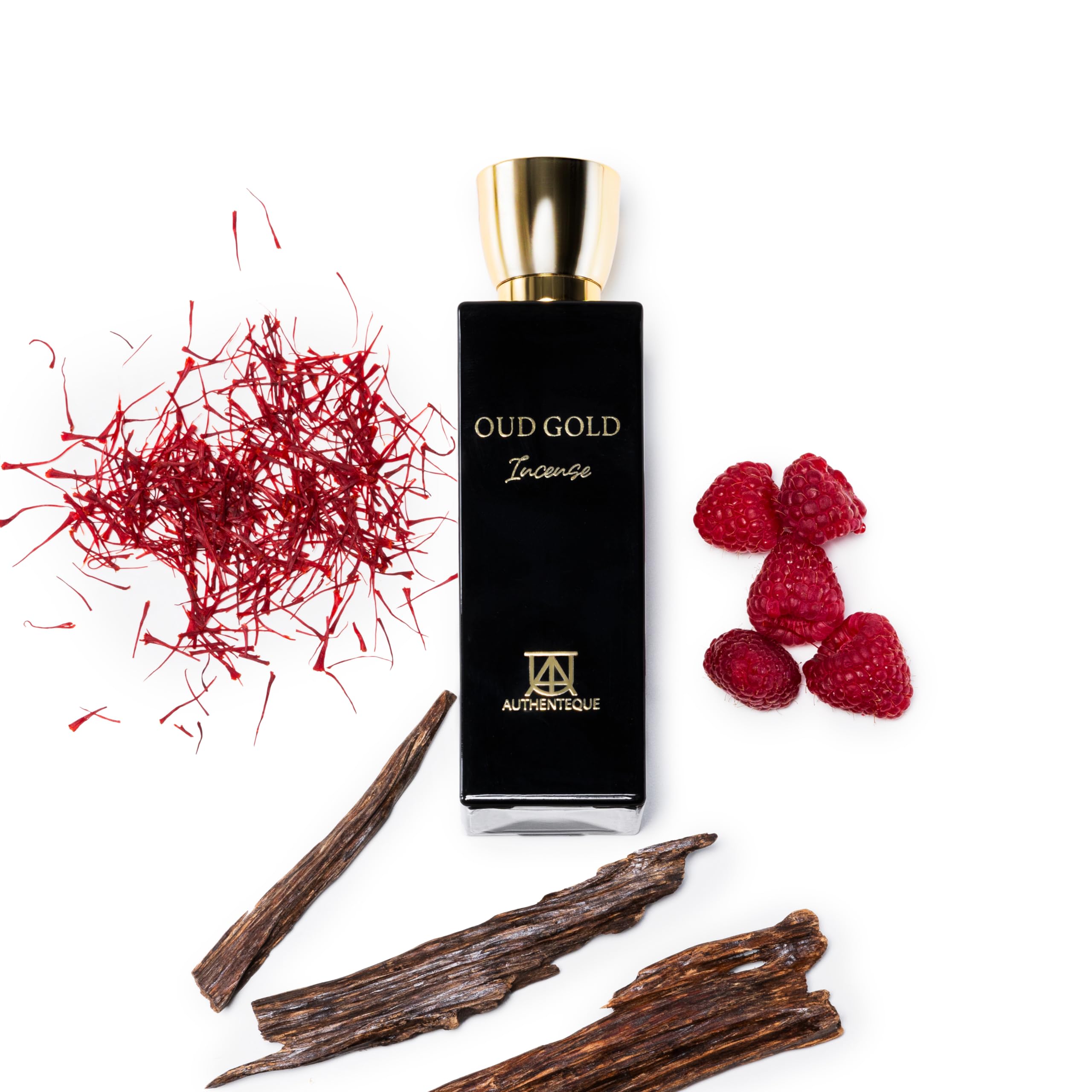 AUTHENTEQUE - Oud Gold Incense - Perfumes for Women & Men - Inspired by LV Ombré Nomade - Luxury - Strong & Seductive - Unisex - Agarwood, Rose, Saffron, Amber Wood, Raspberry - Parfum - 2.7oz 80ml