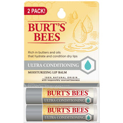 Burt's Bees 100% Natural Moisturizing Lip Balm, Ultra Conditioning with Kokum Butter, Shea Butter & Cocoa Butter - 2 Tubes