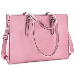 NUBILY Laptop Bag for Women Waterproof Lightweight Leather 15.6 Inch Computer Tote Bag - Pink