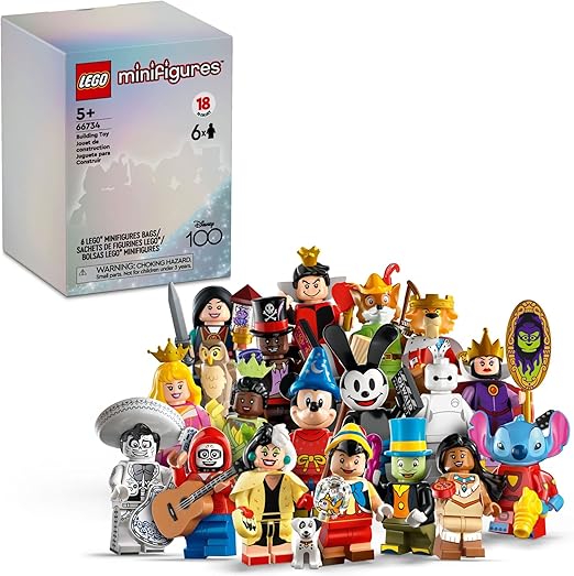 LEGO Minifigures Disney 100 6 Pack 66734 Limited Edition Collectible Figures, Surprise Buildable Disney Characters for Role Play, A Gift for Imaginative Kids Ages 5+