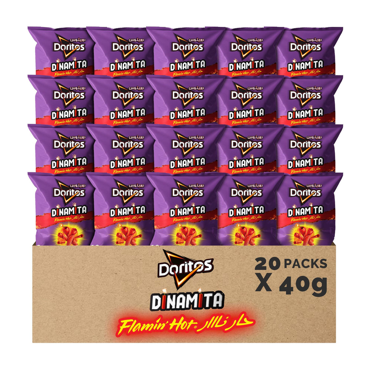Doritos Dinamita Flamin Hot Tortilla Chips - 40g (Pack of 20)