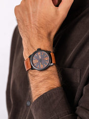 Citizen Men's Analogue Eco-Drive Watch with Leather Strap BM8476-07EE, Black/Brown, Strap