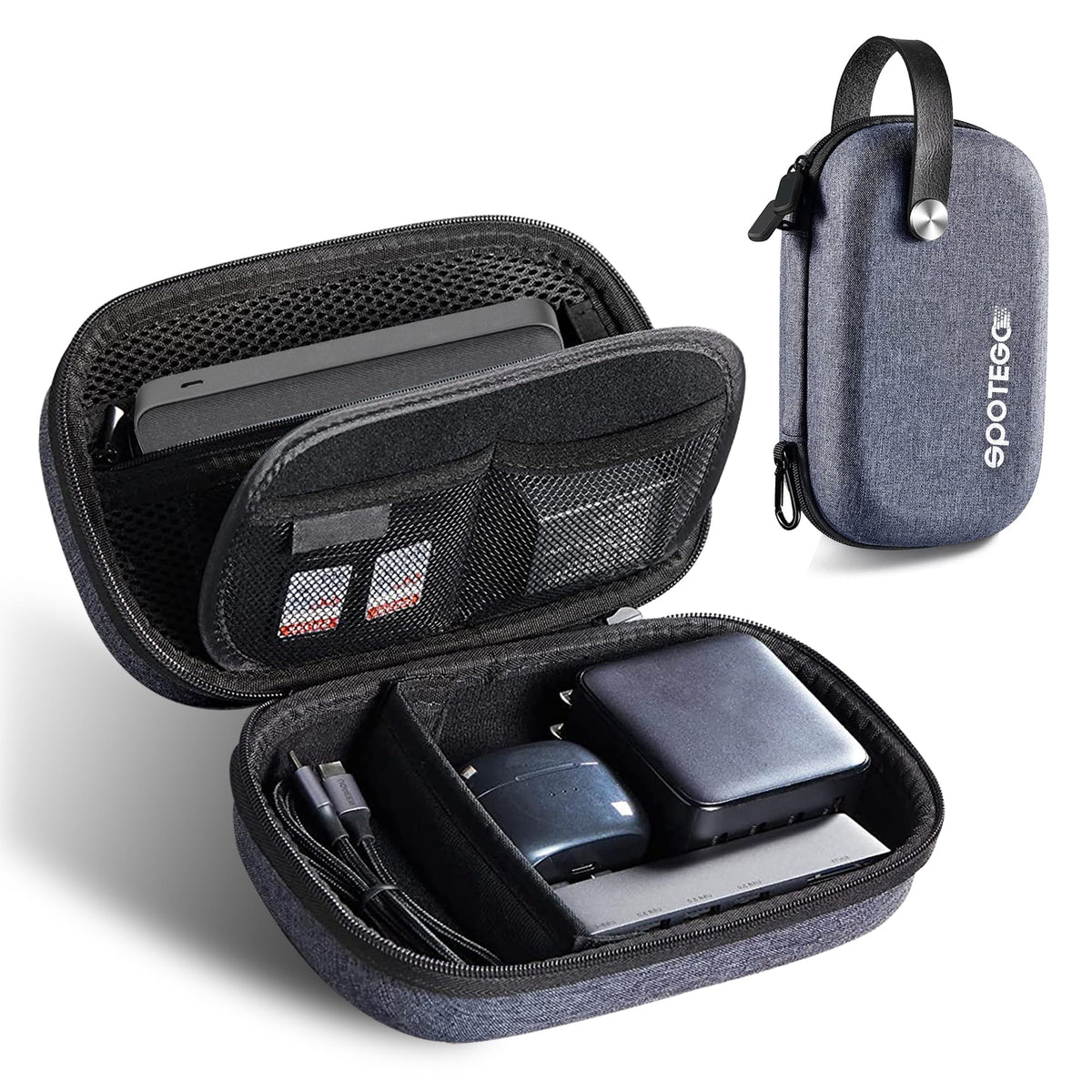 Electronics Bag, Tech Accessories Case, Organizer Case for Travel Electronics, Water-Resistant Shockproof Organizer Pouch Compatible with Charger, Charging Cables, Flash Drive, Headphones (Grey)